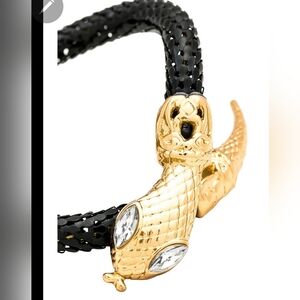 8 Other Reason Snake Bracelet Black & Goldtone Cuff Bracelate Adjustable New